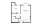 1B-1A - 1 bedroom floorplan layout with 1 bath and 833 square feet.