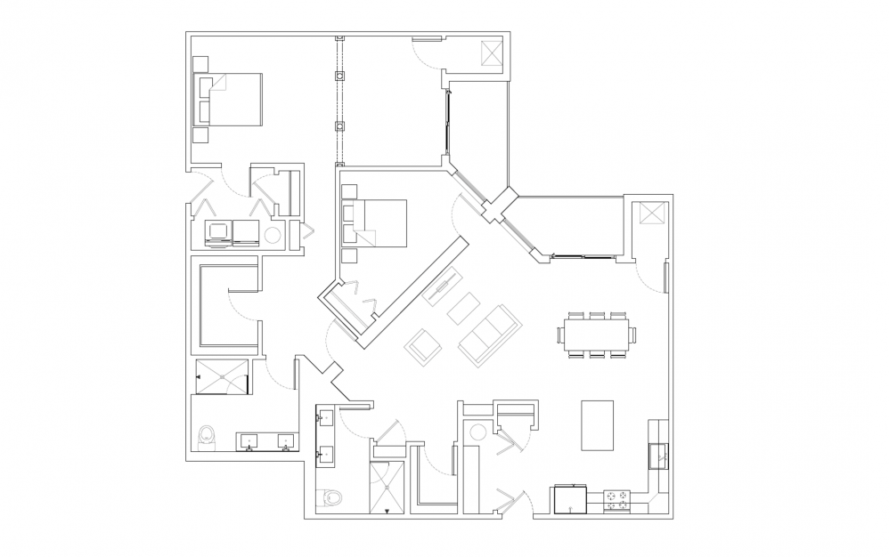 3B-6 - 3 bedroom floorplan layout with 2 baths and 1776 square feet.